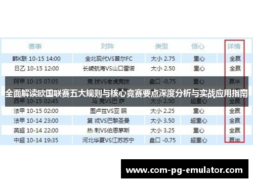 全面解读欧国联赛五大规则与核心竞赛要点深度分析与实战应用指南 全面解读欧国联赛五大规则与核心竞赛要点深度分析与实战应用指南